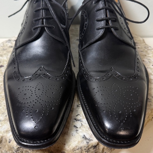 Magnanni Sergio Wingtip Oxford Dress Shoes Black Calfskin Leather 13974 Sz 10 - Picture 5 of 16